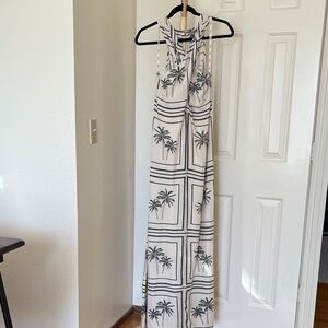 Palm Tree Print Linen BledMaxi Dress